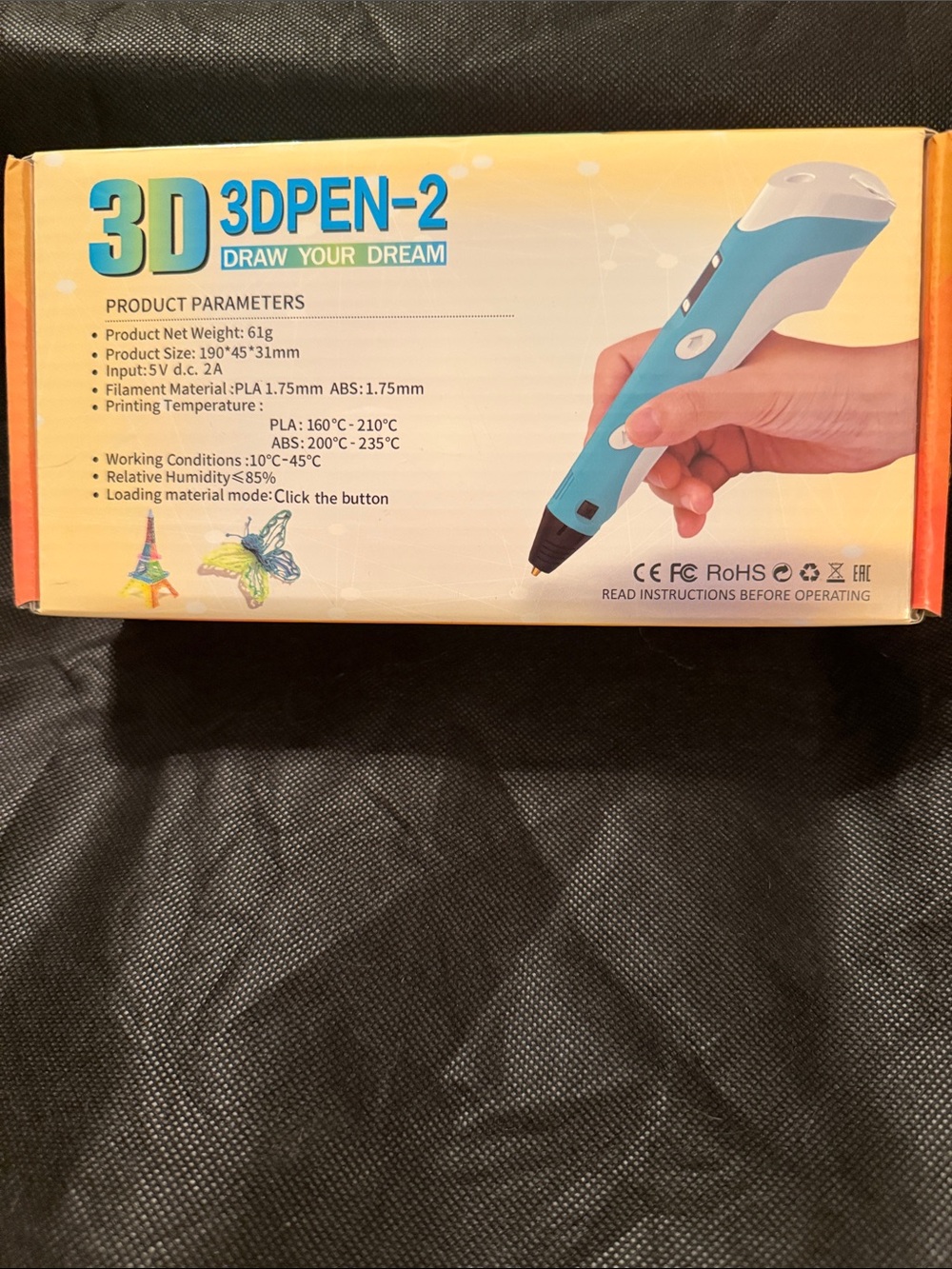 3DPEN-2 USB 3D Printing Pen FDM Supports PLA/ABS 1.75mm Blue/White (2)
(2)